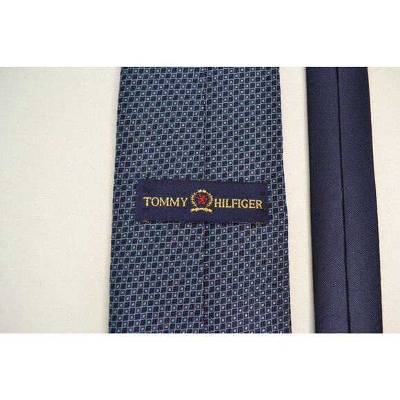 Tommy Hilfiger Men's Blue Geometric Silk Tie - Picture 5 of 7